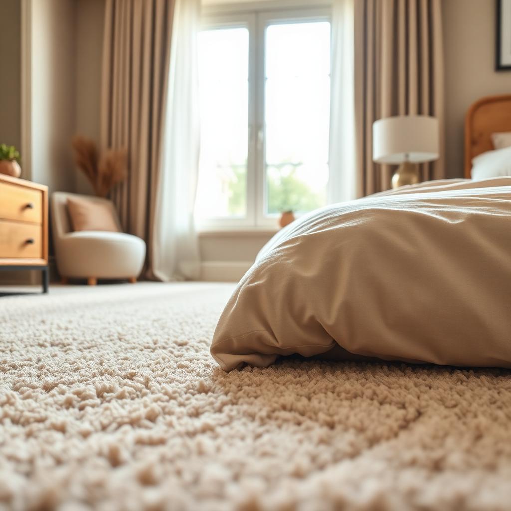 Plush beige carpet in a cozy bedroom
